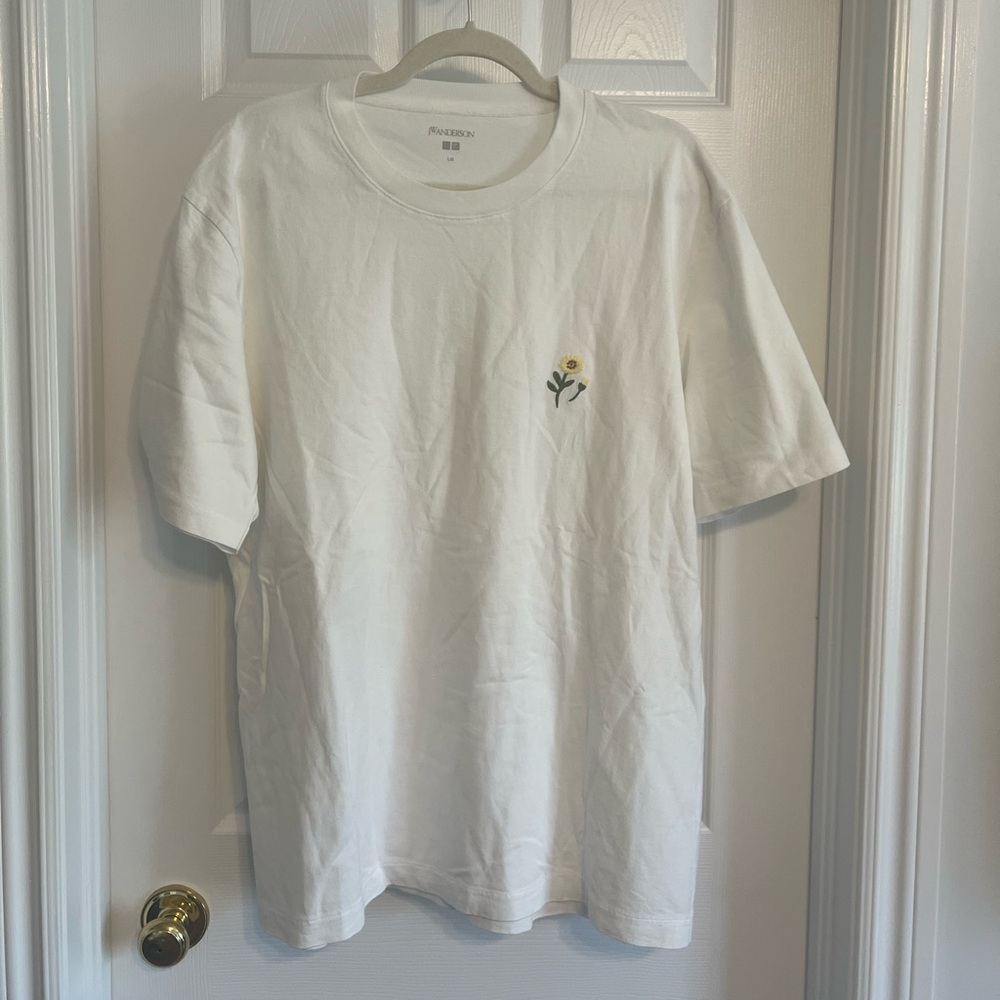 JW ANDERSON White Tee with Floral Detail